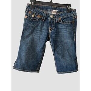 True Religion Shorts Denim Joey Short Big T Womens Size 26 Made In USA Vintage